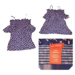 Blue & pink flowered tank & off the shoulders top